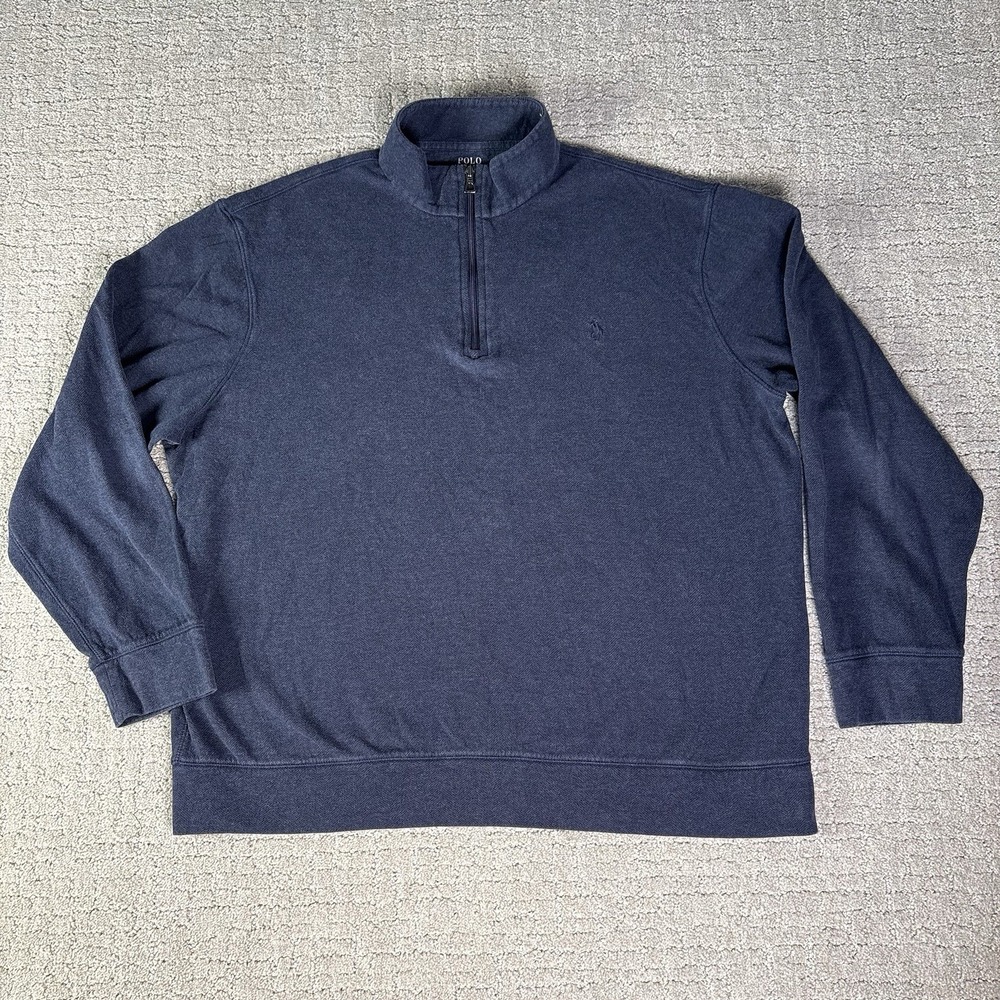 Polo Ralph Lauren Knit Quarter Zip XL Blue Pullover Stretch Comfort Preppy